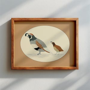 Quail Wall Art, Vintage Decor, Collage Print, Animal Prints, Moody Poster, Neutral Color Art, Bird Decor, Quail Gift, Gallery Art, Peach Art