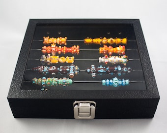 Display storge lampwork bead box will also fit Chamilia, Biagi,Troll and all of the large hole European style beads....half size ,glass lid