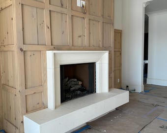Cast stone mantel surround