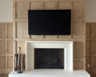 Cast stone fireplace and surround