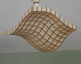 Wave Wooden Lampshade: Laser-Cut Modern Pendant Light, Pre-Assembled