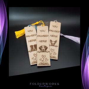 Personalised Dog Bookmark – “You Pawsed Here” Wooden Bookmark with Custom Dog Breed – Unique Gift for Dog Lovers, Pet Owner Gift