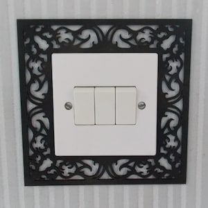 Gothic Light Switch Surround: UK Standard Birch Plywood Overlay