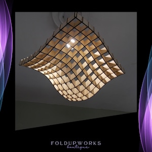 Wave – Wave Design Wooden Lampshade | Pre-Assembled Laser-Cut Pendant Light | Modern Sculptural Ceiling Light Shade