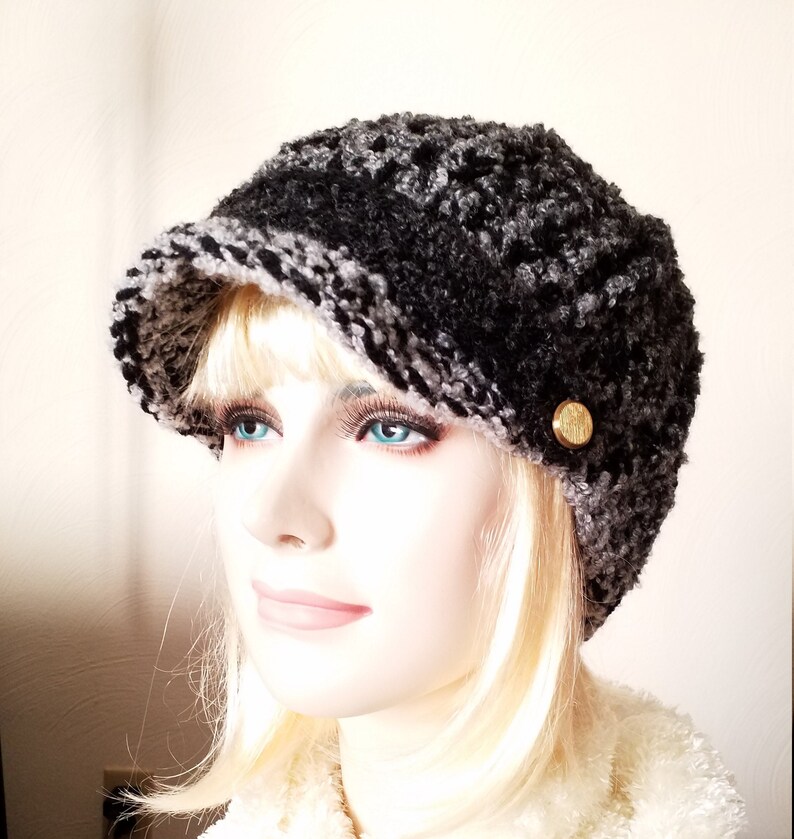 Crochet Newsboy hat womens Knit Newsboy hat Brimmed hat Knit Etsy