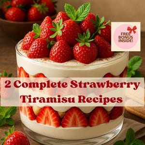 Ricetta digitale del tiramisù alle fragole / 2 ricette: variante classica e senza uova, guida ai dessert gourmet facile da seguire