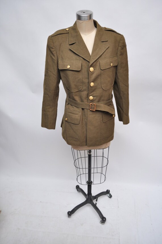 vintage wool coat WWII eisenhower jacket ike WW2 dated 1940 Etsy