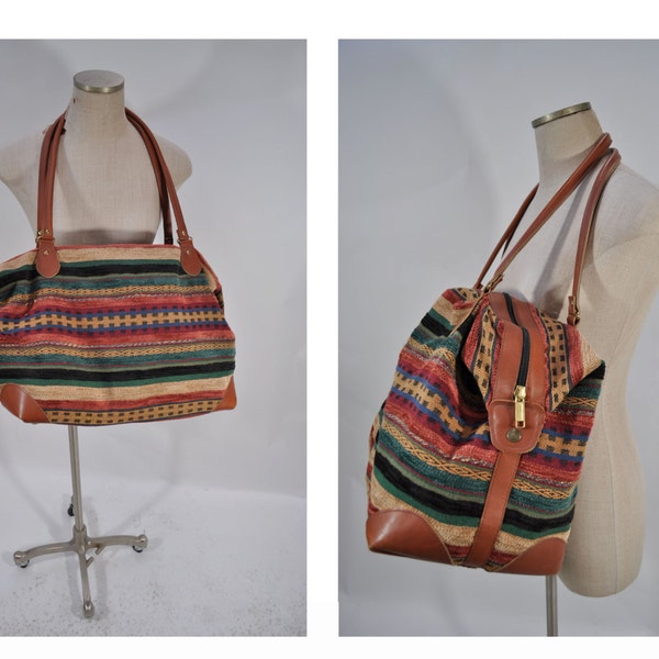 vintage leather bag purse speedy bag tote saddle shopper large tote large ethnic tapestry LL BEAN