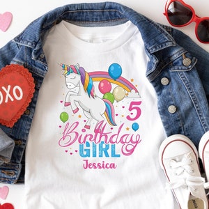Rainbow Unicorn Birthday Shirt, Personalized Unicorn Birthday Shirt, Unicorn Party Shirt, Birthday Girl Shirt, Unicorn Kids Shirt
