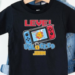Custom Unlocked Shirt, Birthday Unlocked Shirt, Personalized Birthday Shirt, Birthday Shirt for Gamers, Game Lover Shirt, Gift for Kids