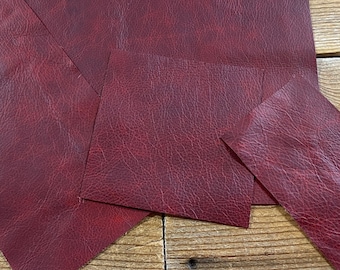 Oxblood Red Outlaw Cow Leather Hide - Choice of Size - Stock No. W1030