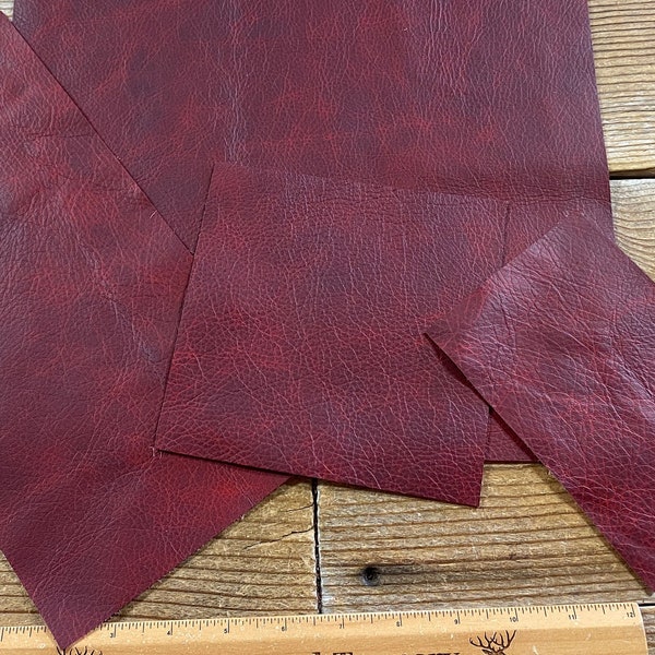 Oxblood Red Outlaw Cow Leather Hide - Choice of Size - Stock No. W1030