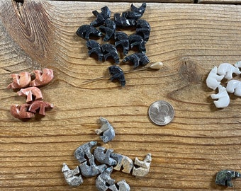 Stone Bear Charm - Choice of Color - Gemstone Bead - Destash - Stock No. 1-317