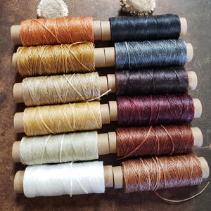 Heavy Flat Waxed Thread - 98 Ft/30m Spool - Choice of Color- Leather Sewing Thread - Stock No. THREAD