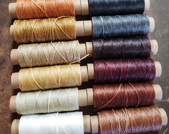 Heavy Flat Waxed Thread - 98 Ft/30m Spool - Choice of Color- Leather Sewing Thread - Stock No. THREAD