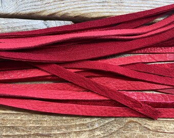6mm Red Deer Buckskin Laces - 1/4 Inch Wide - Straight Cut - Choice of Package Size Stock No. STRLACE