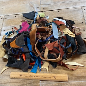 Salvaged Leather Scraps - Small Leather Pieces - 1 Pound Bag - Lot No. 220616-XX