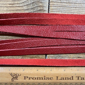 Buckskin Lace - Scarlet Moto Chap Cow Leather - 1/2 Inch Wide - Straight Cut - Lot No. 210929-P