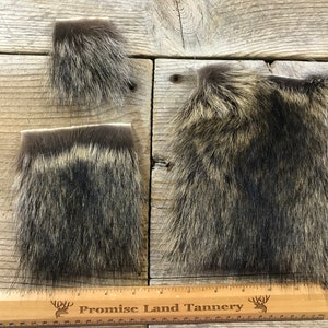 Raccoon Hair on Hide Piece - Choice of Size - Stock No. FUR-57