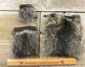 Raccoon Hair on Hide Piece - Choice of Size - Stock No. FUR-57