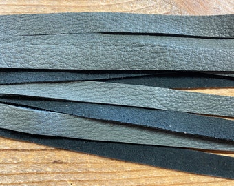 12mm Dark Gray Deer Buckskin Laces - 1/2 Inch Wide - Straight Cut - Stock No. STRLACE