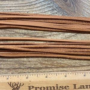 2mm Cinnamon Cow Buckskin Laces - 24&quot; Long - 8 Pieces - Straight Cut - Stock No. LSL041