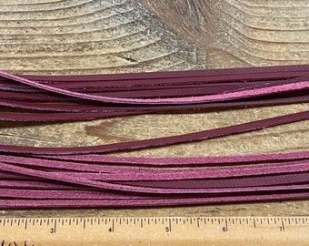 2mm Raspberry Cow Buckskin Laces - 24" Long - 8 Pieces - Straight Cut - Stock No. LSL043
