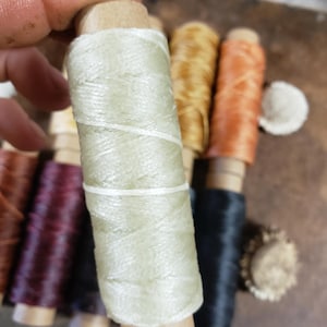 Heavy Flat Waxed Thread - 98 Ft/30m Spool - Choice of Color- Leather Sewing Thread - Stock No. THREAD 2- Bone