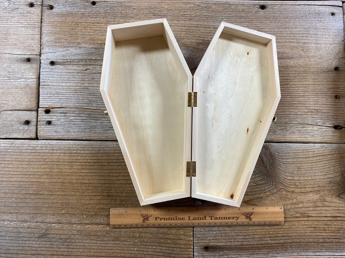 Wood Coffin Shaped Box With Lid 12 Inches by 6.25 Inches Etsy