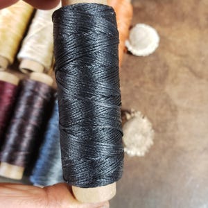 Heavy Flat Waxed Thread - 98 Ft/30m Spool - Choice of Color- Leather Sewing Thread - Stock No. THREAD 12- Black