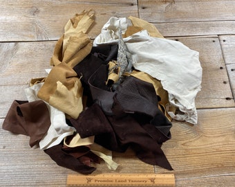 Salvaged Leather Scraps Assorted Leather Pieces 2 Pound Bag Lot No