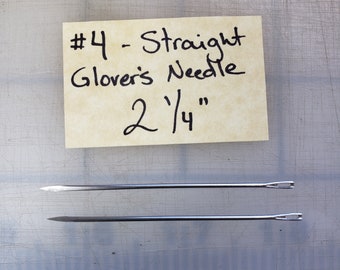 Glovers Needle 2 Pk - #4 x 2 1/4&quot; - Leather and Fur Sewing Needle - Stock Needle No. 3