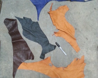 One Assorted Leather Remnant Mixed Colors - Stock No. 2-SCRAP