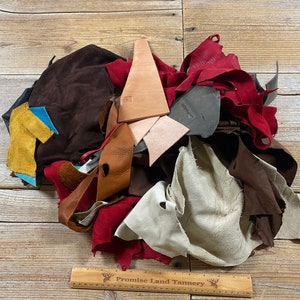 Salvaged Leather Scraps - Real Leather Pieces - 2 Pound Bag - Lot No. 230709-Q