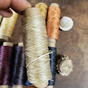 Heavy Flat Waxed Thread - 98 Ft/30m Spool - Choice of Color- Leather Sewing Thread - Stock No. THREAD 4- Tan
