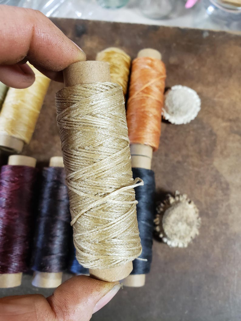 Heavy Flat Waxed Thread - 98 Ft/30m Spool - Choice of Color- Leather Sewing Thread - Stock No. THREAD 4- Tan