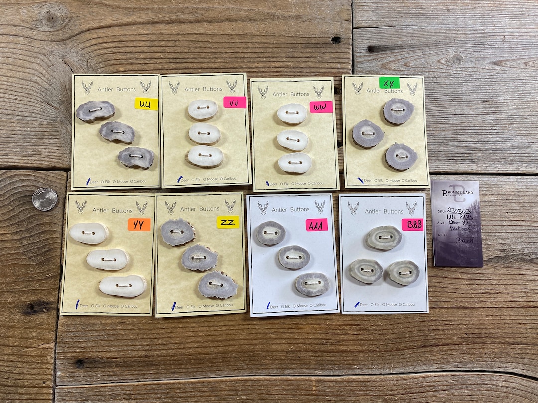 Deer Antler Buttons - Extra Large Buttons - Choice of Card - Lot No ...