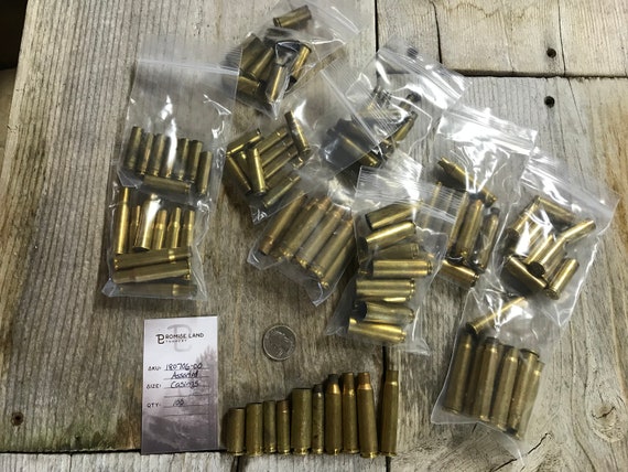 Lot of 100 Brass Bullet Casings Mixed Calibers Once Fired Brass