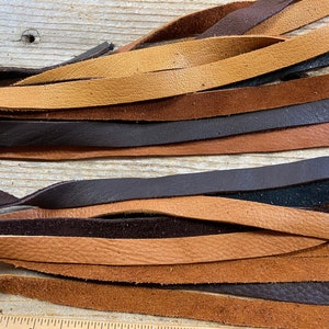 Assortment of 1/2&quot; Straight Cut Assorted Leather Lacing - 10 Pieces - Lot No. 220224-II