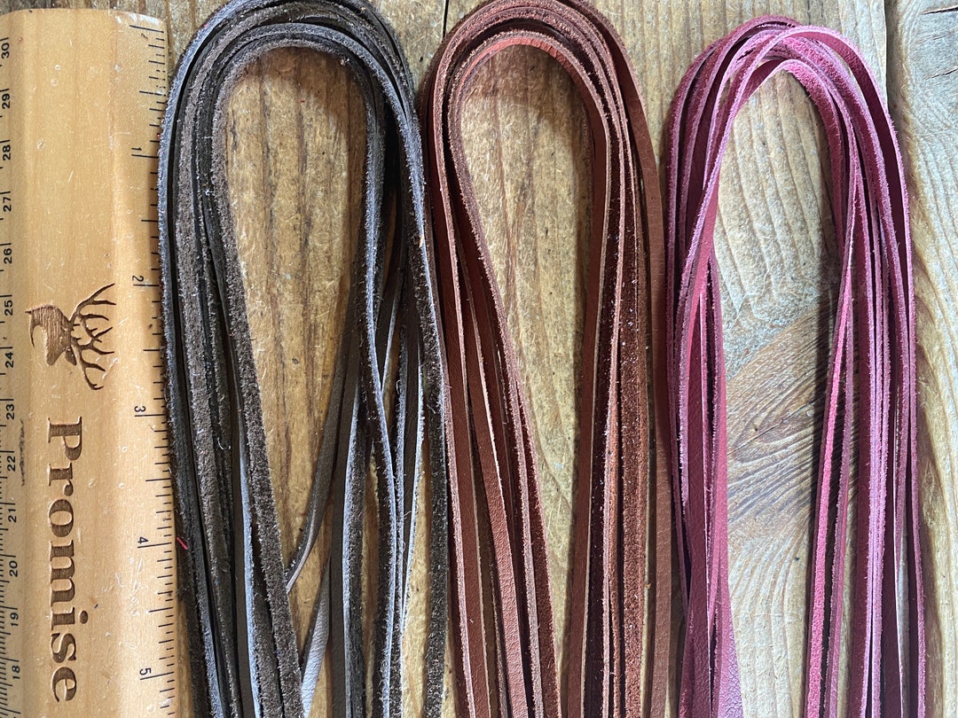 Bag Laces Raspberry T1 2mm Raspberry, Mahogany, Taupe Cow Buckskin Laces - 24
