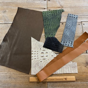 Lot of 6 Large Assorted Leather Remnants - Lot No. 220714-SSS