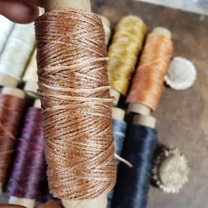 Heavy Flat Waxed Thread - 98 Ft/30m Spool - Choice of Color- Leather Sewing Thread - Stock No. THREAD 7- Saddle