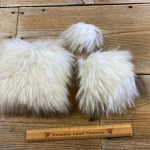 White Wool Sheep Hair on Hide Piece - Choice of Size - Stock No. FUR-25LC