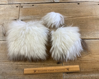 White Wool Sheep Hair on Hide Piece - Choice of Size - Stock No. FUR-25LC