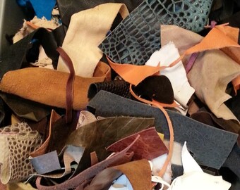 UNSORTED Leather Remnant Mixed Colors and Sizes - Stock No. USLS