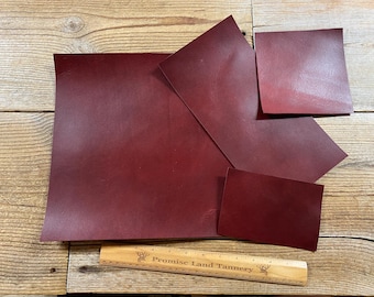 Burgundy California Latigo Cow Leather Hide - Choice of Size - Stock No. W-1092