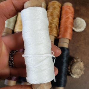 Heavy Flat Waxed Thread - 98 Ft/30m Spool - Choice of Color- Leather Sewing Thread - Stock No. THREAD 1- White