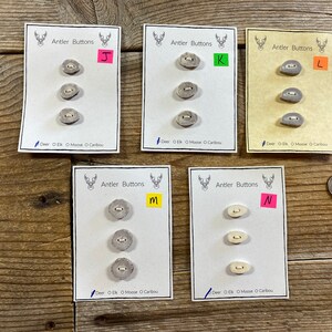 Deer Antler Buttons - Small - Choice of Card - Lot No. BC210914-J to N
