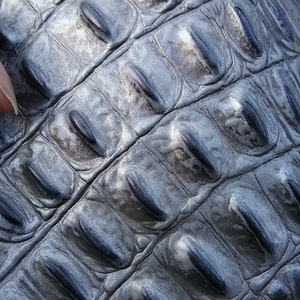 Pewter  Alligator - Embossed Cowhide - Silver Dragon Scale - CUT to Order - Stock No. L-PEWTGATOR