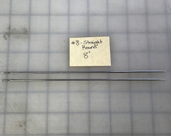Round Needle 1 Pk - #8 x 8" Straight - Leather and Fur Sewing Needle, Upholstry and Taxidermy - Stock Needle No. 10